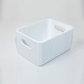 Wooden Ribbed Bins – White