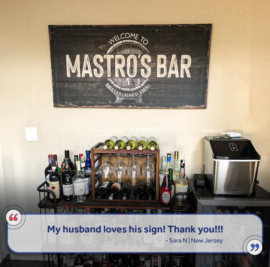 Beer Barrel Bar Sign: Custom Bar Signs for Home Bar – Ideal Man Cave Wall Decor & Perfect Gift for Him
